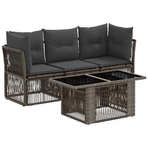 Set Divano da Giardino 4 pz Grigio polyrattan - Foto 1