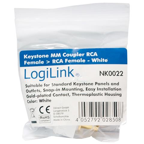 Connettore Rca Femmina / Femmina Per Inserimento In Pannelli Keystone Colore Bianco - Foto 2