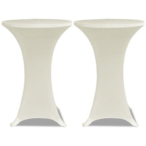 Copritavolo ?60 Cm Crema Tessuto Elasticizzato 2 Pezzi - Foto 1
