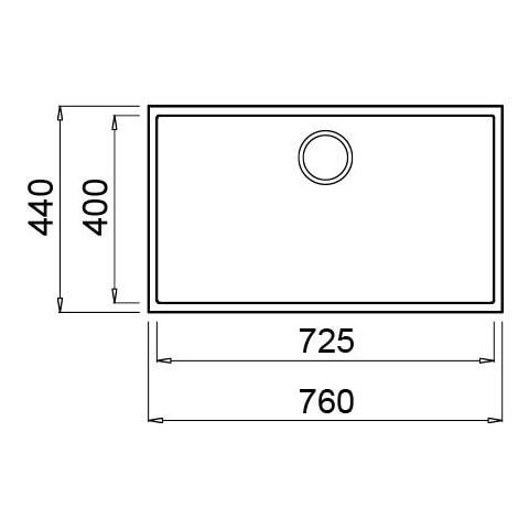 Lavello Quadra 130 Granitek Sottotop 76x44 cm 1 vasca Colore Grigio Cemento 48 - Foto 2