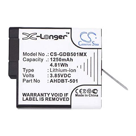 Cs-gdb501mx 1250mah Batteria Per Gopro Hero 5 - Foto 1