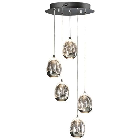 Sospensione A Soffitto A Goccia A Grappolo In Cristallo Con 5 Luci Integrate A Led - Foto 6