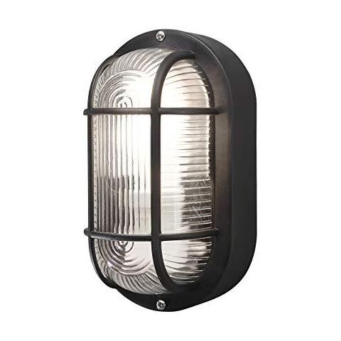 7650-750 Elmas Bulk Capo Outdoor 12 Centimetri D 105 Cm H 20cm 1 X 40 W E27 Max Lampada Da Parete Clear Costine Di Vetro Plastica Ip44 Fuori Black Light Ovale - Foto 1