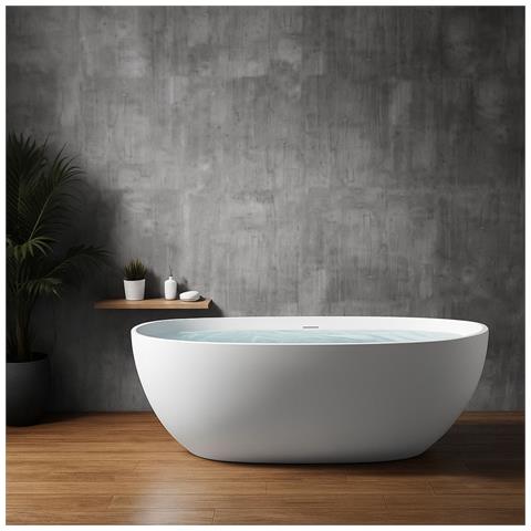 Vasca Da Bagno Free Standing Silja Artificial Stone Bianco Opaco Matt - Foto 3