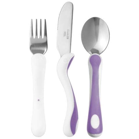 Eat like a pro! Set di posate per bambini Viola, Bianco Polipropilene (PP), Acciaio inox, Elastomero Termoplastico (TPE) - Foto 1