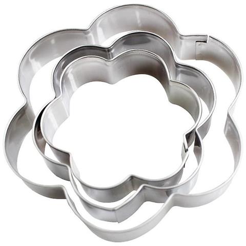 HTN Set Di 3 Taglieri Di Pasticceria Regalo Per La Festa Della Mamma Taglio Dei Biscotti In Metallo In Acciaio Inossidabile Cookie Cookie Cookie A Forma Di Fiori Cioccolato Argento Ji