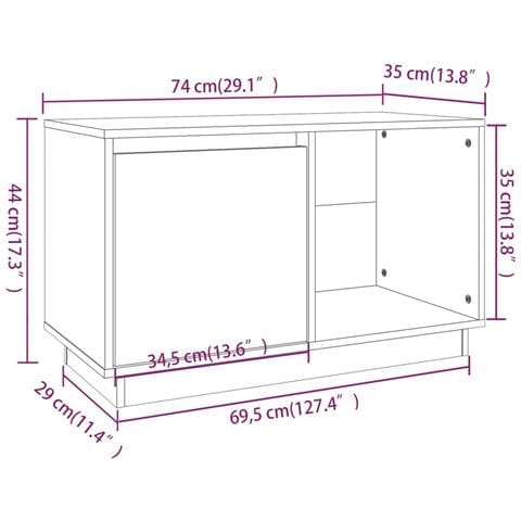 Mobile Porta Tv Nero 74x35x44 Cm In Legno Massello Di Pino - Foto 11