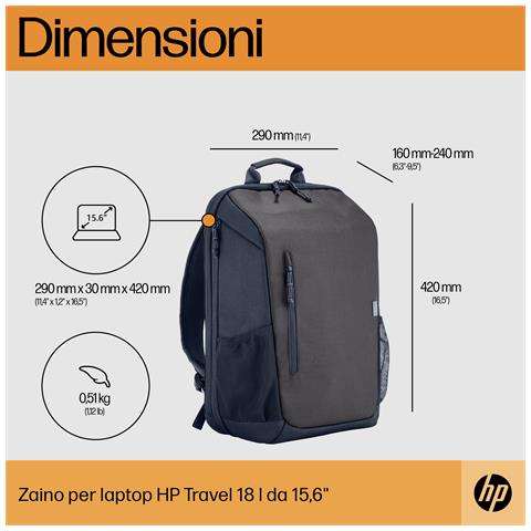 Zaino per laptop da 15,6" Travel 18 litri Iron Grey - Foto 2