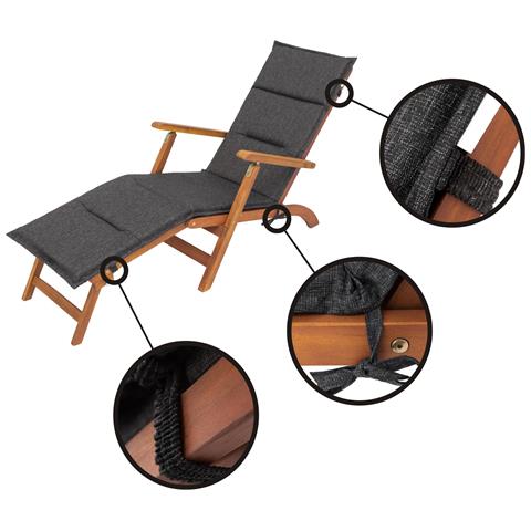 Cuscino Per Lettino Da Giardino, Facile Da Montare, Fodera Per Cuscino Per Lettino Da Giardino, Cuscino Per Sedia A Sdraio - Lunghezza 182 Cm, Larghezza 42 Cm - Nero - Foto 2