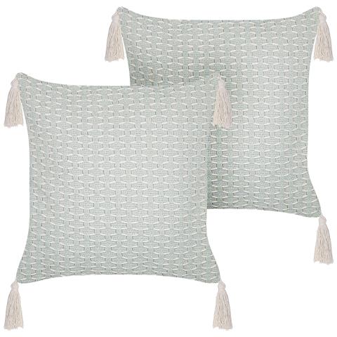 Set Di 2 Cuscini Hakone 42 X 42 Cm Verde Menta Trama Geometrica - Foto 2