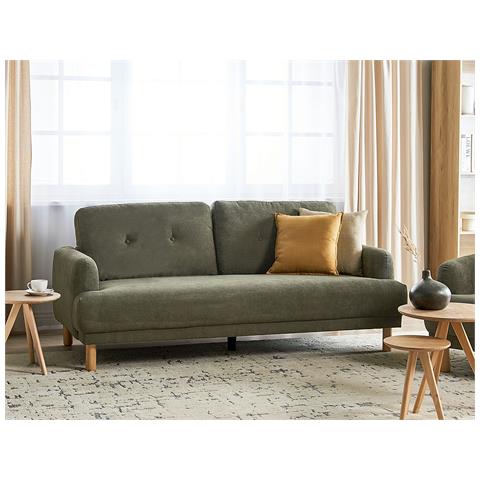 Divano 3 Posti Velluto A Coste Verde Scuro Tuve - Foto 1