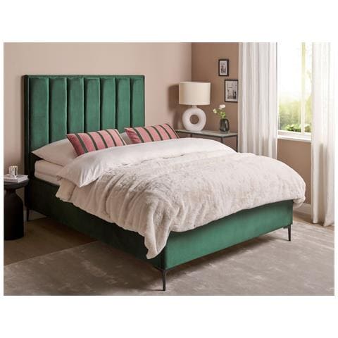 Letto Matrimoniale Con Contenitore Velluto Verde Scuro 140 X 200 Cm Sezanne - Foto 1