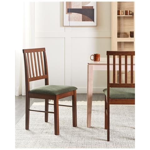 Set Di 2 Sedie Da Pranzo Legno Scuro E Verde Scuro Orono - Foto 1