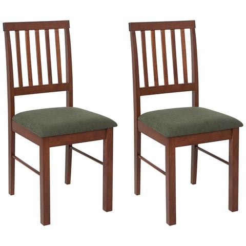 Set Di 2 Sedie Da Pranzo Legno Scuro E Verde Scuro Orono - Foto 2