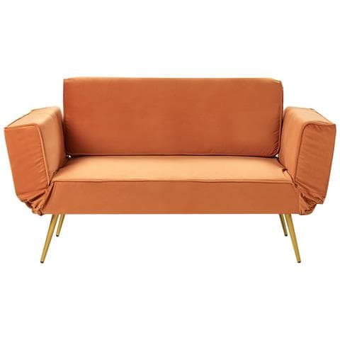 Divano Letto 2 Posti Saarela Velluto Arancione - Foto 2