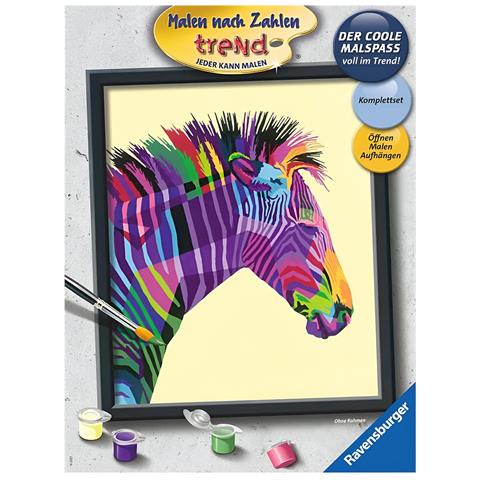 Zebra Pittura Numerata Colorata Con Pennello E Foglio Modello, Multicolore - Foto 2