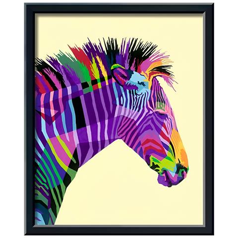 Zebra Pittura Numerata Colorata Con Pennello E Foglio Modello, Multicolore - Foto 1