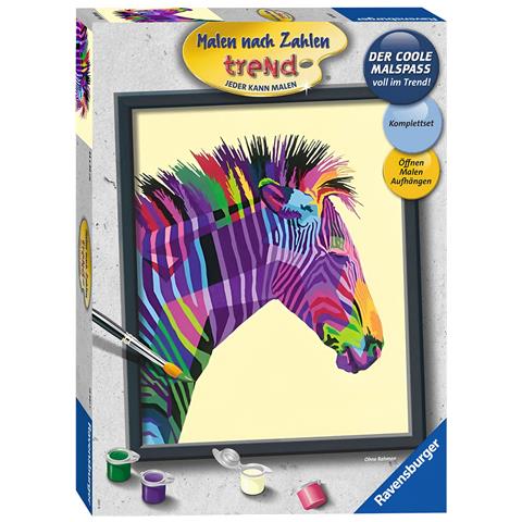 Zebra Pittura Numerata Colorata Con Pennello E Foglio Modello, Multicolore - Foto 5
