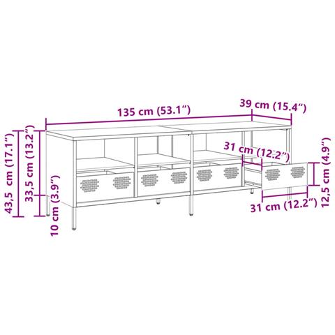 Mobile Tv Antracite 135x39x43,5 Cm Acciaio Laminato A Freddo - Foto 10