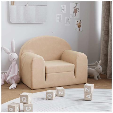 Divano Letto Per Bambini Crema In Morbido Peluche - Foto 1