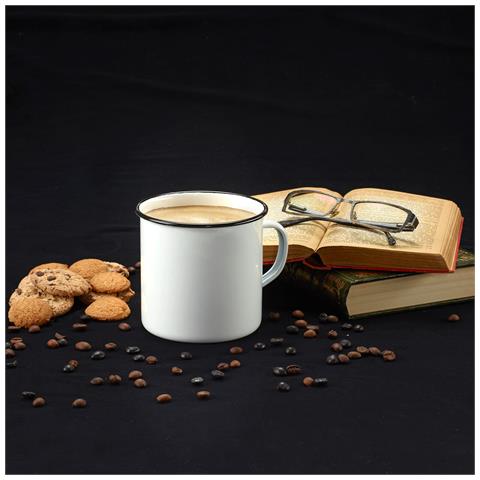 Vintage Tazza Campeggio 10 Cm Mug In Acciaio Smaltato 0,45 Ml, Picnic, Viaggio, Vintage Bianco - Foto 2