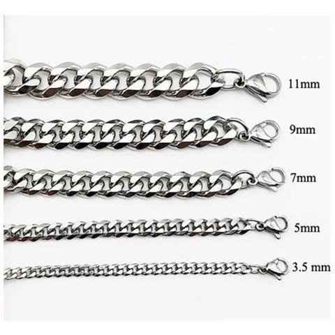 Collana A Catena Nk In Acciaio Inossidabile, Maglia Cubana Lucidata A 6 Lati, Colore Acciaio Xl 3 Millimetri - Foto 2