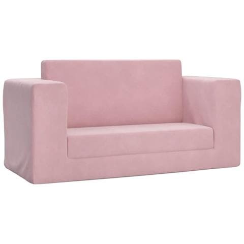 Divano Letto per Bambini a 2 Posti Rosa in Morbido Peluche - Foto 1