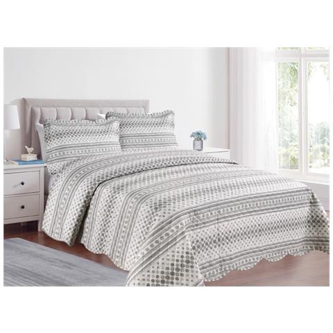 Copriletto Trapuntato Quilt Estivo Piumino 100gr Mq Disegno Pinsonic Sphere Singolo Tortora - Foto 1