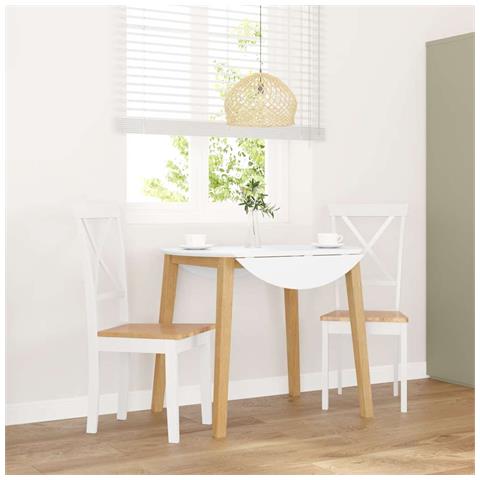 Sedie da Pranzo 2 pz Bianche in Legno Massello di Hevea - Foto 2