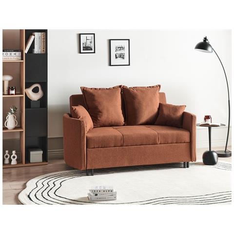 Divano Letto 2 Posti Hovin Tessuto Marrone Dorato - Foto 1