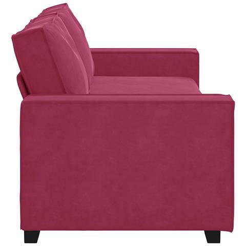 Divano a 3 Posti Rosso Vino 180 cm in Velluto - Foto 2