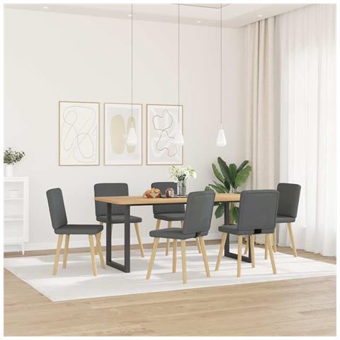 Sedie Da Pranzo 6 Pz Grigio Scuro In Tessuto - Foto 1