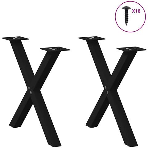 Gambe Tavolino Caffè A X 2 Pz Nero 60x(42-43)cm Acciaio - Foto 3