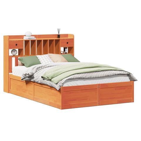 Letto Senza Materasso Marrone Cera 140x190 Cm In Legno Di Pino - Foto 2