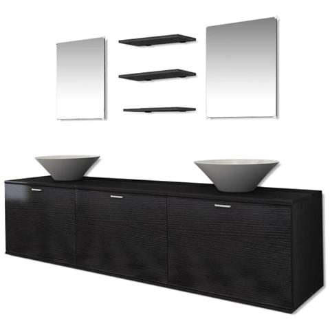 Lusso Casadino -  Set Mobili Da Bagno Con Lavabo 8 Pz Nero - Foto 1
