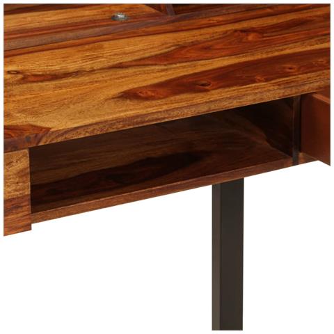 Lusso Casadino -  Scrivania 110x50x94 Cm Massello Di Acacia E Acciaio - Foto 8