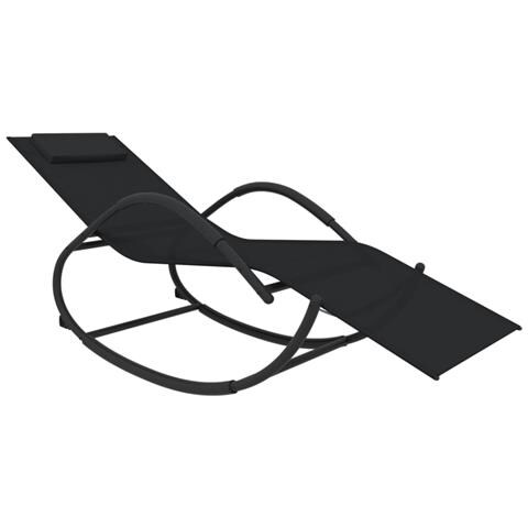 Lusso Casadino -  Lettini Prendisole A Dondolo 2 Pz In Acciaio E Textilene Nero - Foto 2