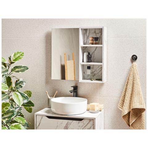 Armadio A Muro Per Specchio Da Bagno Joinville 60 Cm 54 Cm Marmo Bianco - Foto 1