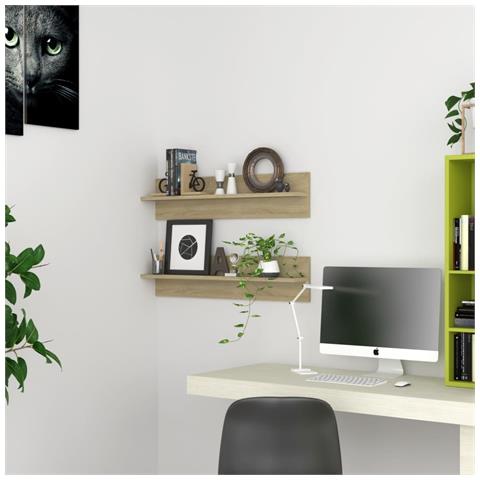 Lusso Casadino - Mensole A Muro 2pz Rovere Sonoma 80x11,5x18cm Legno Multistrato - Foto 8