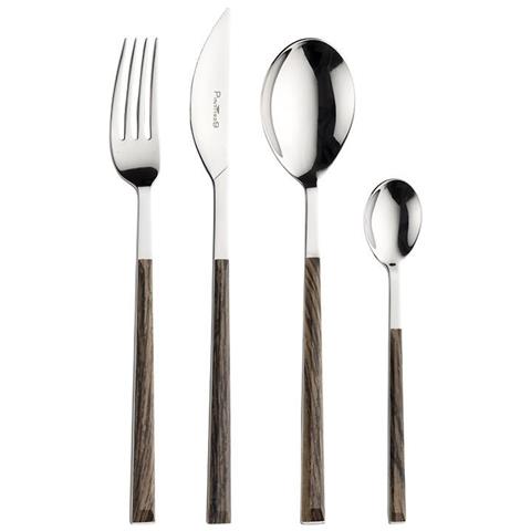 Sushi Queen set 24 posate da tavola in acciaio lucido con manico wenge Made in Italy - Foto 1