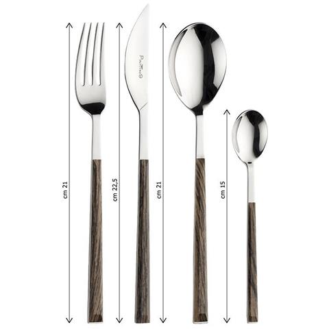 Sushi Queen set 24 posate da tavola in acciaio lucido con manico wenge Made in Italy - Foto 3