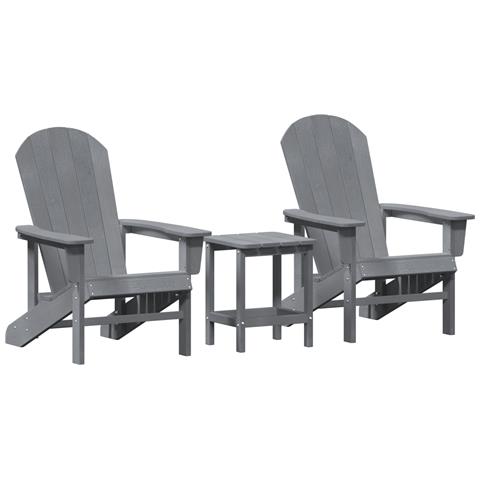 Set di Giardino 3 Pezzi Grigio Chiaro HDPE - Foto 1