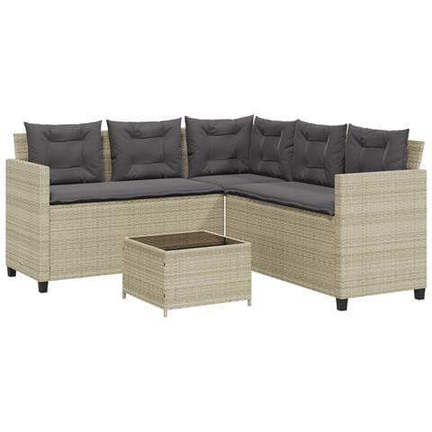 Divano Giardino Tavolo e Cuscini a L Grigio Chiaro Polyrattan - Foto 1