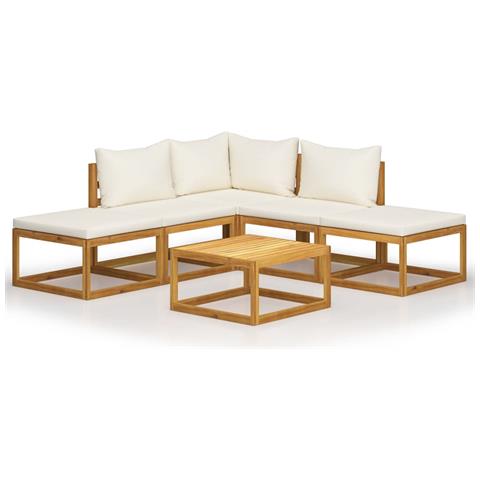 Set Salotto da Giardino 6 pz con Cuscini Letto Massello Acacia - Foto 1