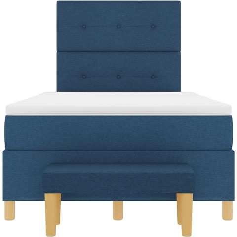 Letto con Box Spring con Materasso e Panchina Blu 120x190 cm Tessuto - Foto 9