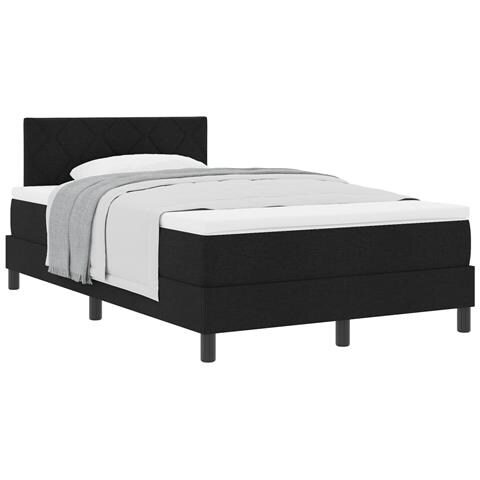 Letto con rete a molle e Materasso Nero 120x200 cm Tessuto - Foto 1