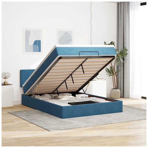 Struttura Letto Pouf con Materasso 140x190 cm in Velluto - Foto 2