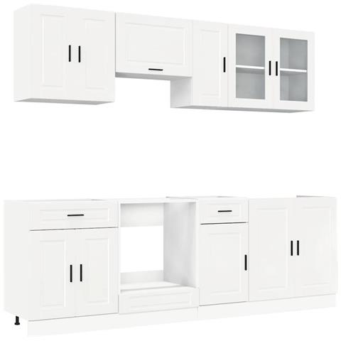 Set Mobili da Cucina 8 pz Kalmar Bianchi Lucido in Truciolato - Foto 1