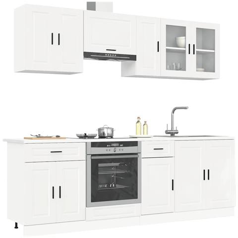 Set Mobili da Cucina 8 pz Kalmar Bianchi Lucido in Truciolato - Foto 2