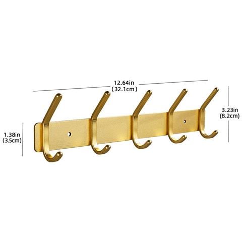 Appendiabiti Da Porta - 5 Ganci Doppi (senza Chiodi/foratura) Gold - Foto 2
